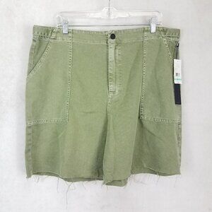 NEW Habitual Women's 34 Cut Off Raw Hen High Waisted Shorts in Deep Green